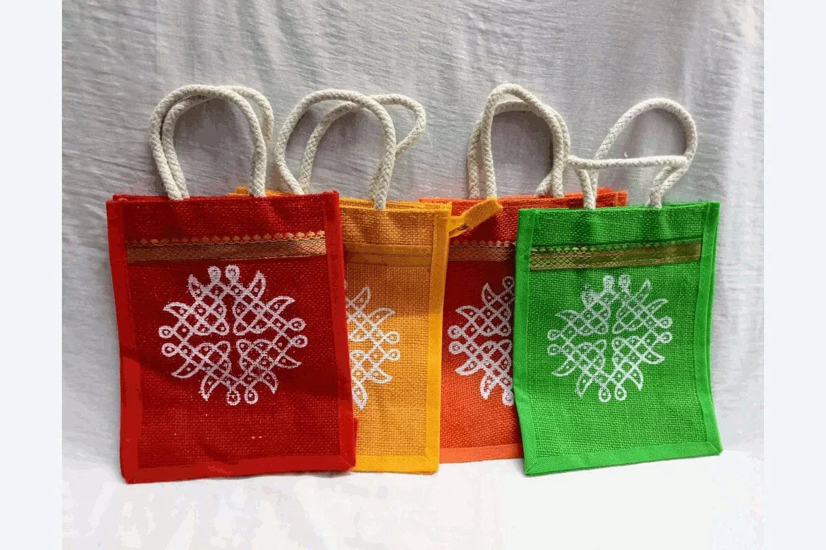 Printed Brocade Jute Bag