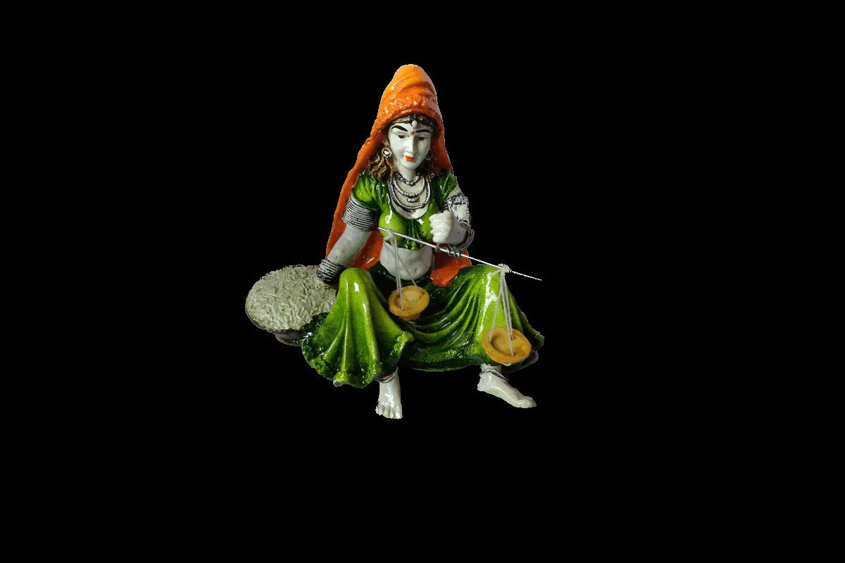 Rajasthani Lady with Weighing Scale
