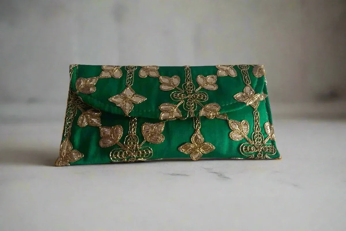 Gold Embroidered Hand Purse - Puja Celebrations