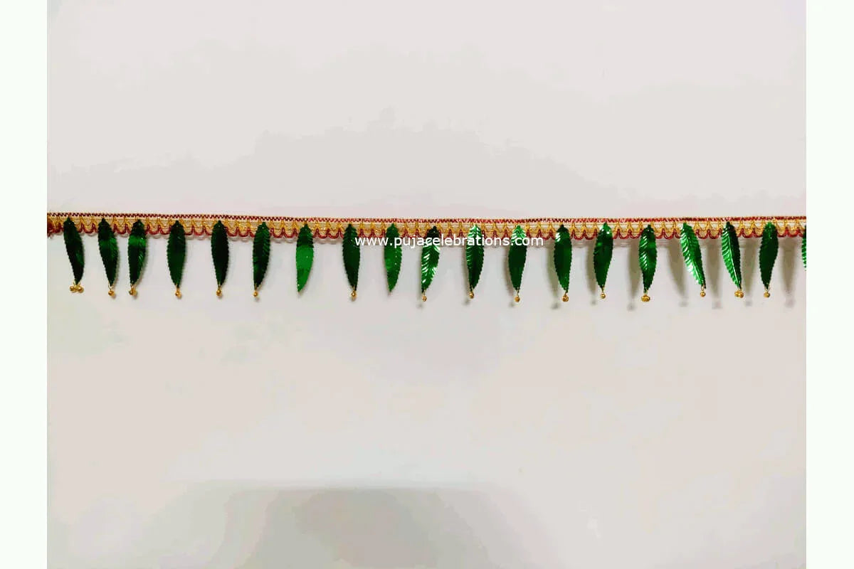 Gold Green Toran Wall Decor - Puja Celebrations