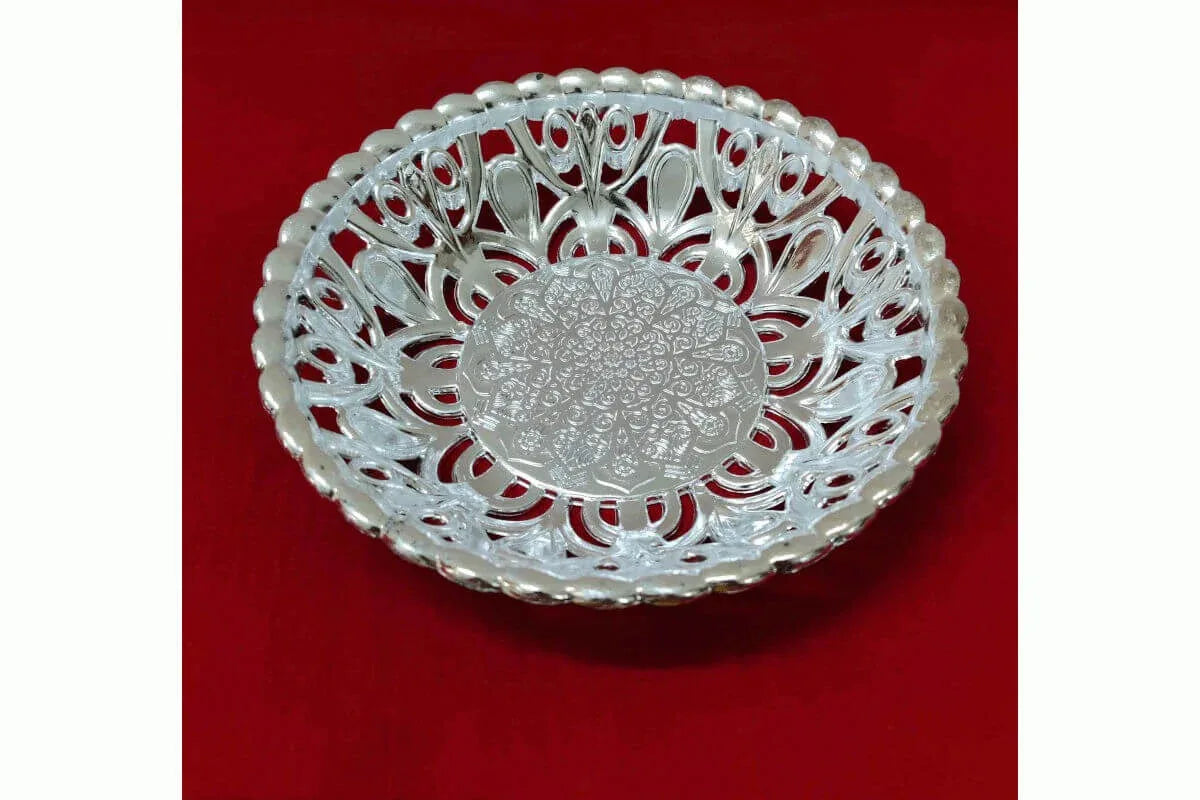 Silver Round Basket - Puja Celebrations