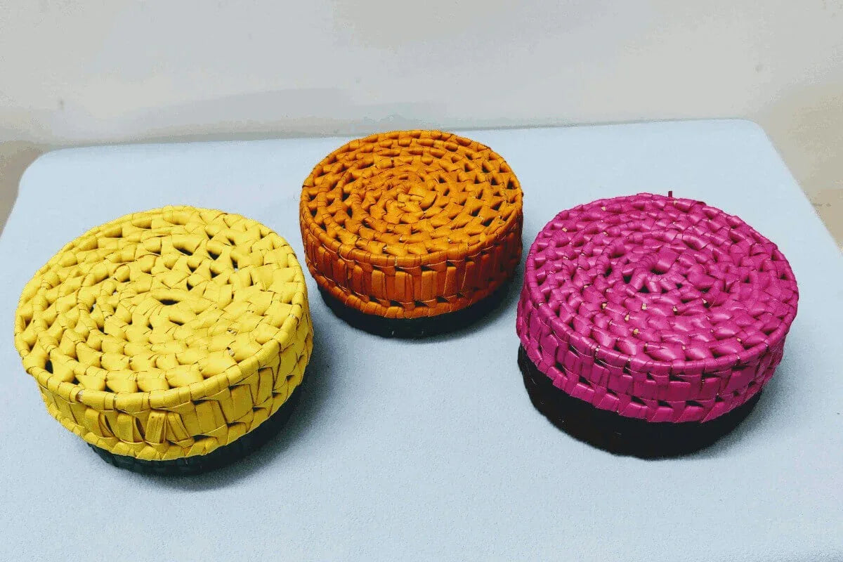 Palm Leaf Round Box - Puja Celebrations