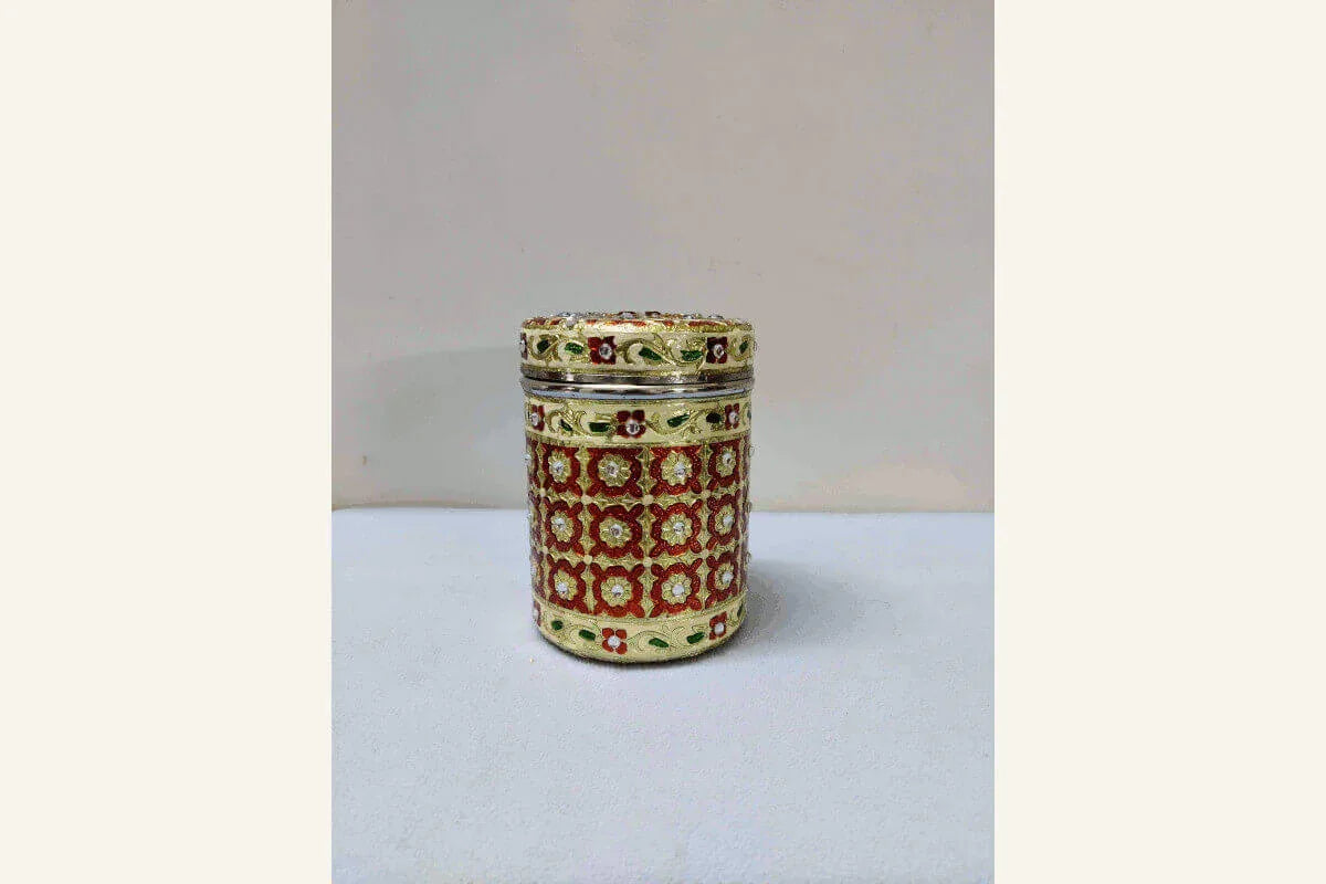 Meenakari Steel Dabba Box - Puja Celebrations