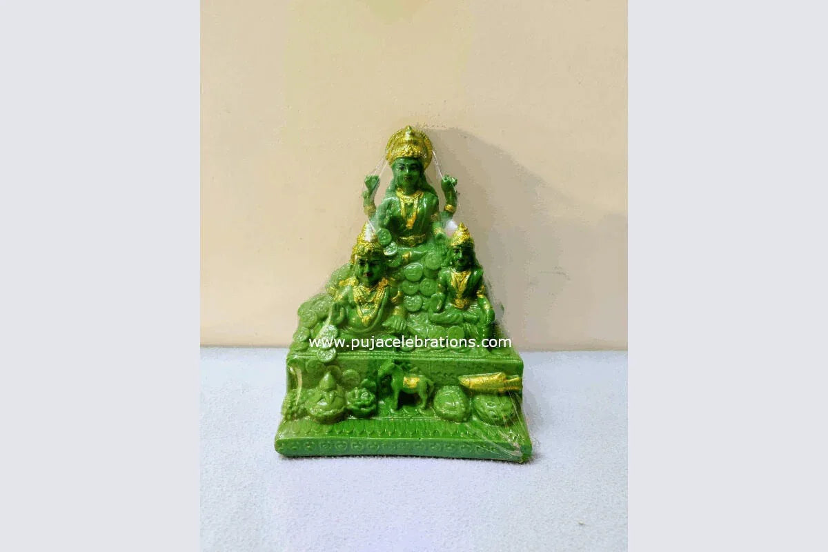 Kubera Lakshmi Statue Green Big - Puja Celebrations