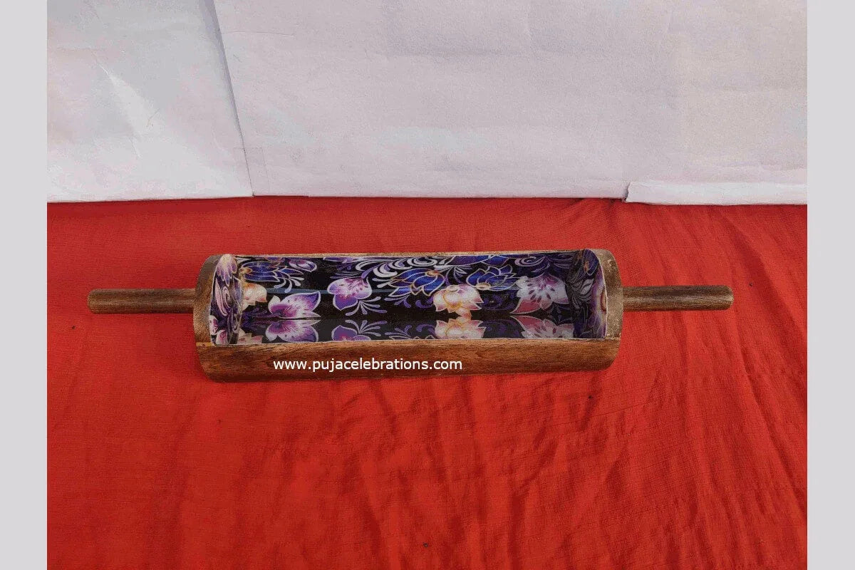 Wooden Printed Appetizer Serving Tray - Puja Celebrations