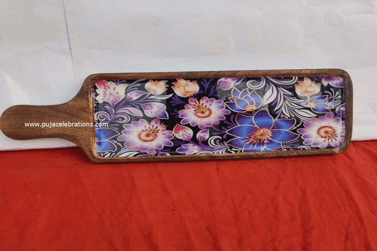 Wooden Printed Serving Tray - Puja Celebrations
