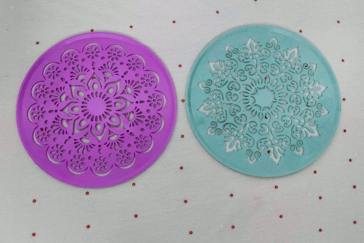 Round Kolam Rangoli Stencil 8x8 - Puja Celebrations
