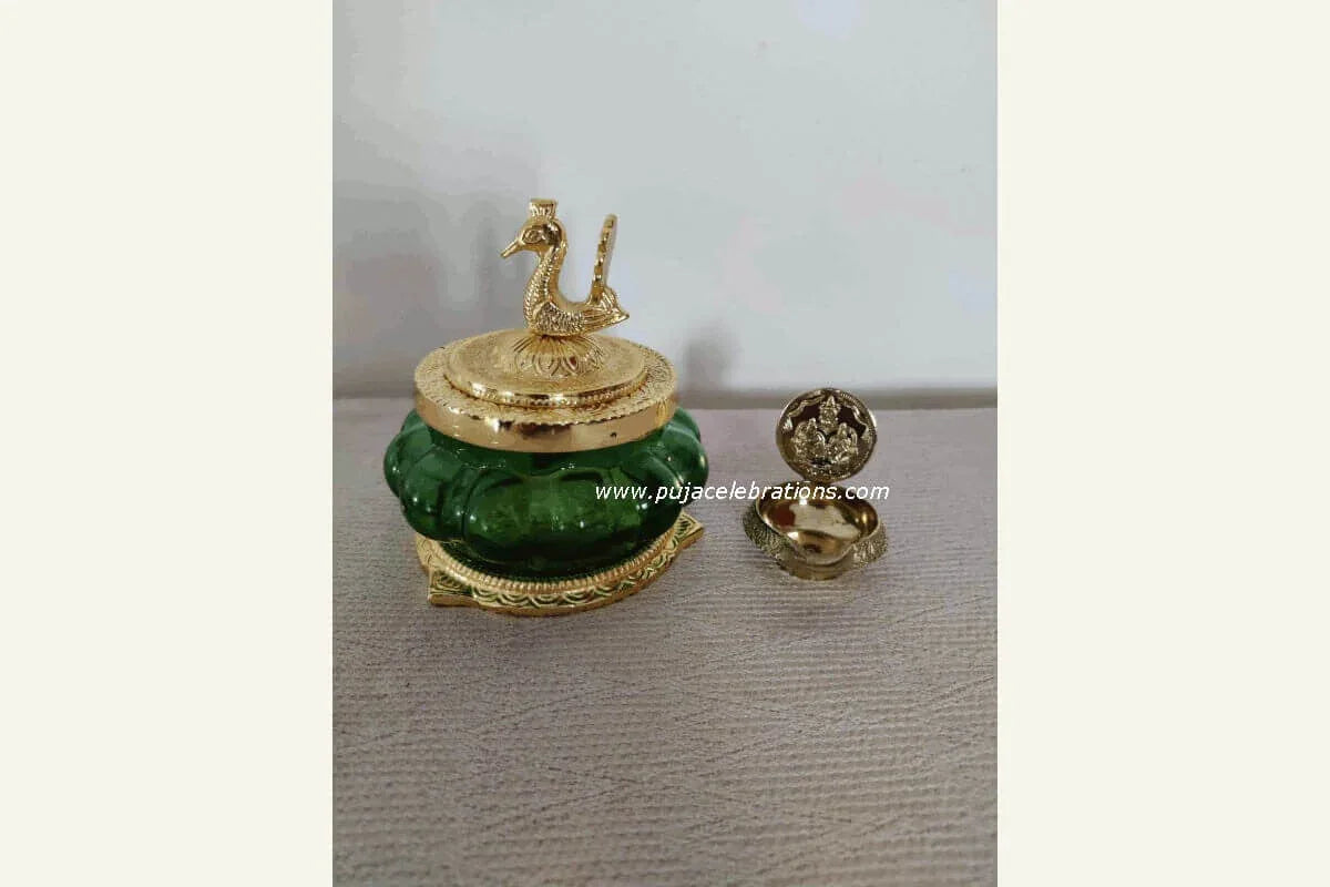 Kubera Lakshmi Pot & Brass Diya - Puja Celebrations