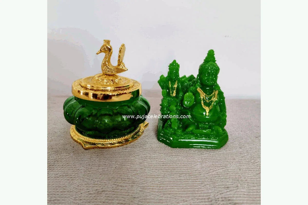 Kubera Lakshmi Pot & Green Statue - Puja Celebrations