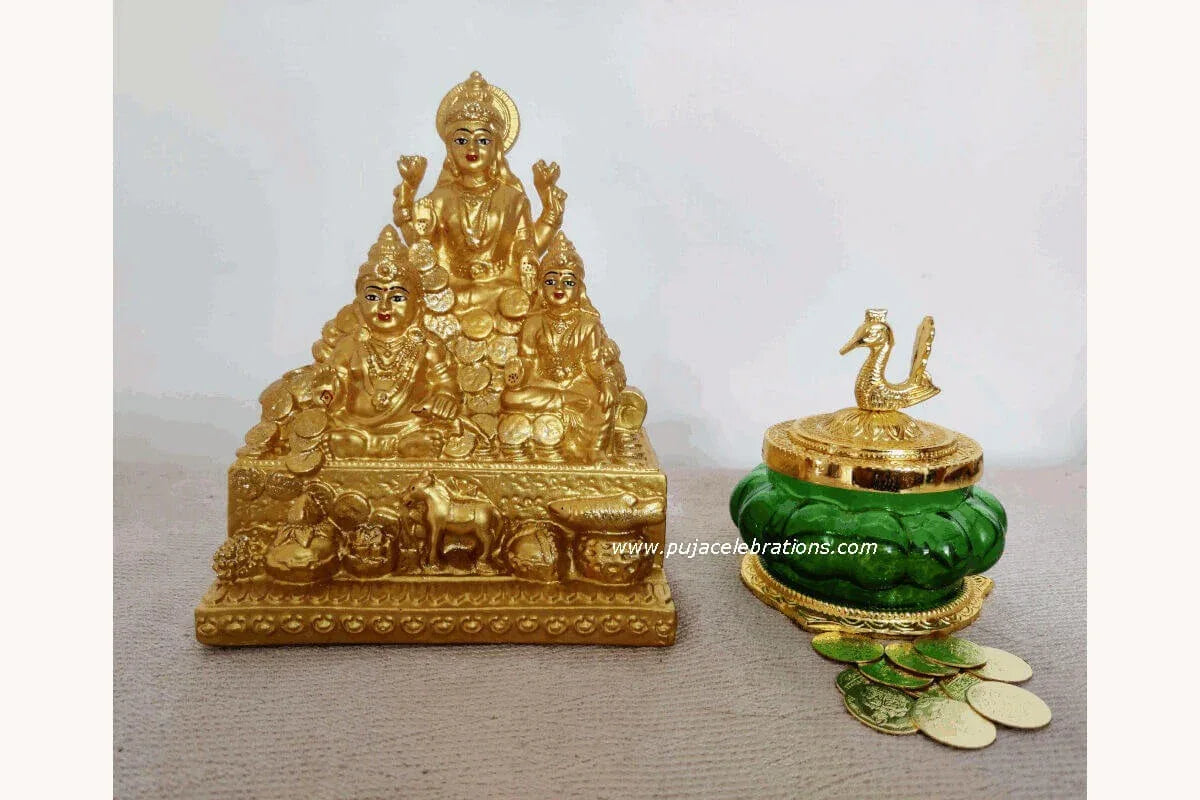 Kubera Lakshmi Statue Coins Pot - Puja Celebrations