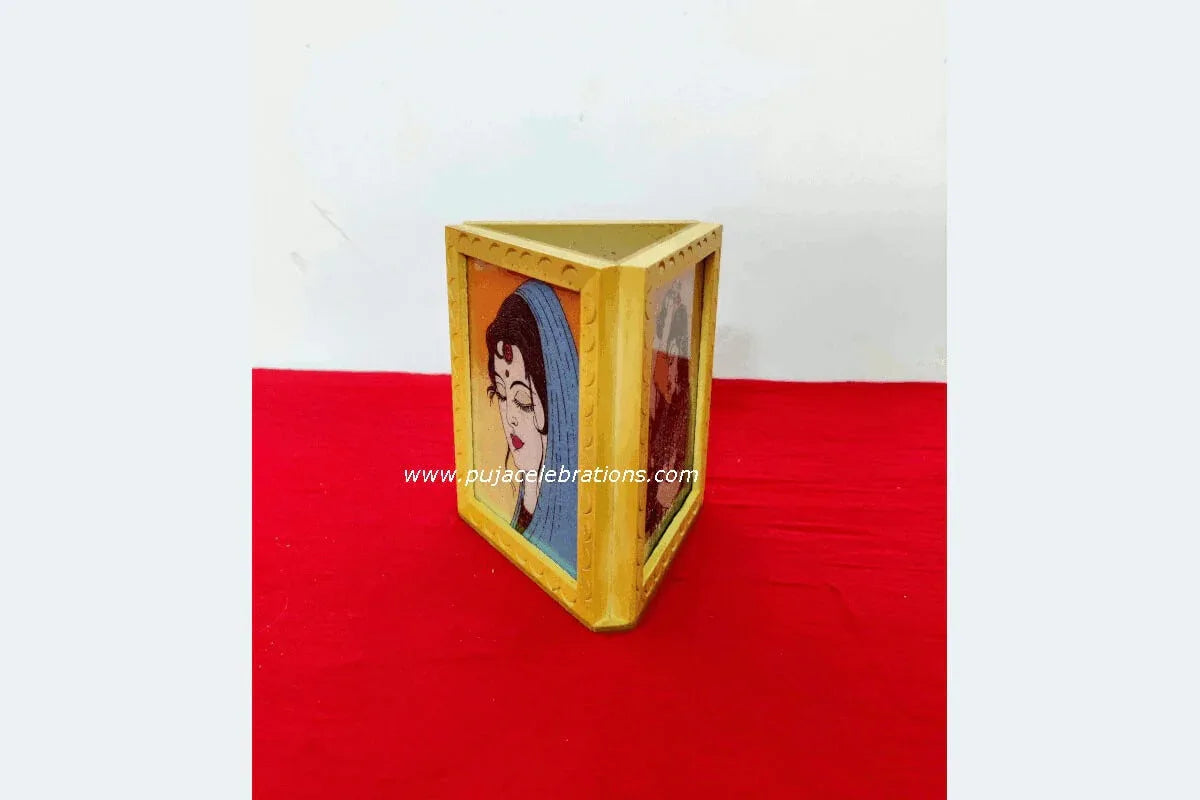 Gemstone Wooden Pen Stand 3D - Puja Celebrations