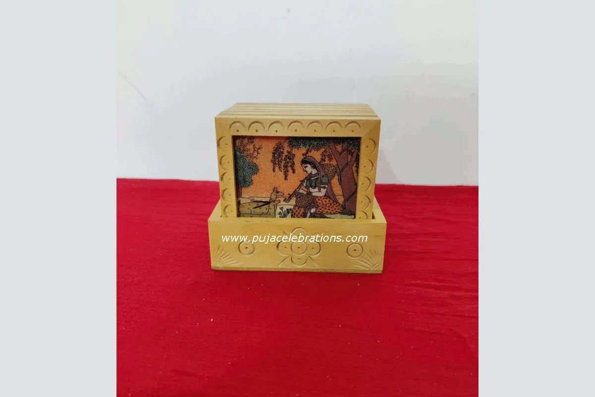 Gemstone Square Coaster - Puja Celebrations
