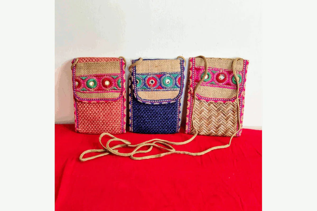 Jute Mobile Pouch - Puja Celebrations