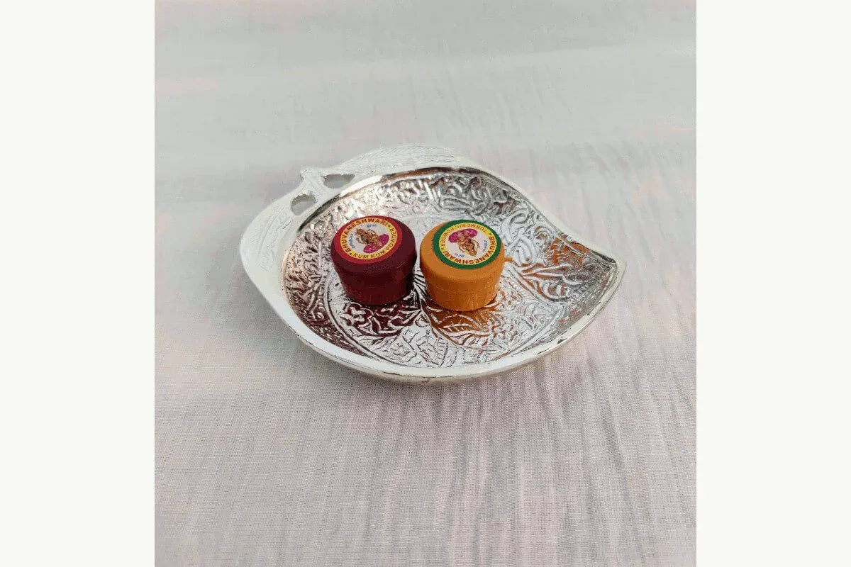 Silver Mango Tray Tambulam Set - Puja Celebrations