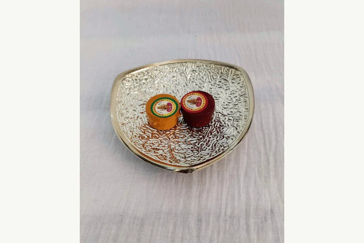 Silver Metal Bowl Tambulam Set - Puja Celebrations