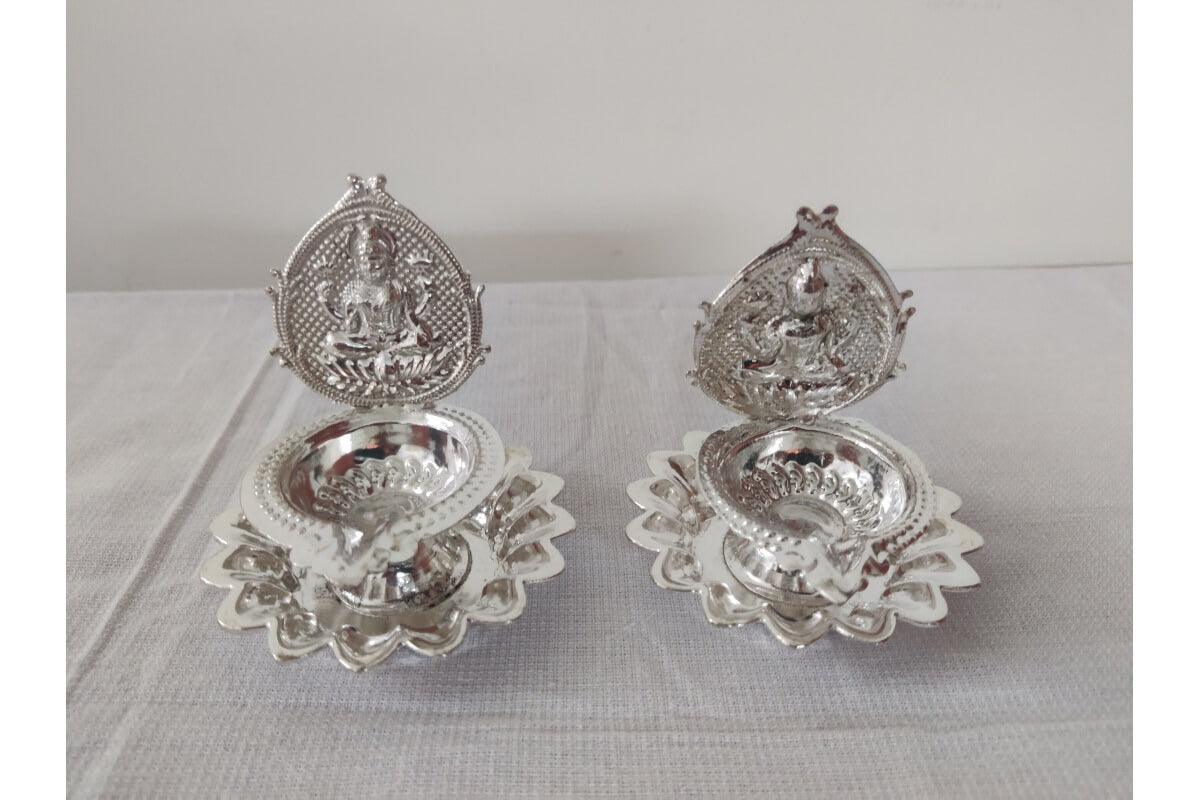 Lakshmi Silver Plated Diya Set