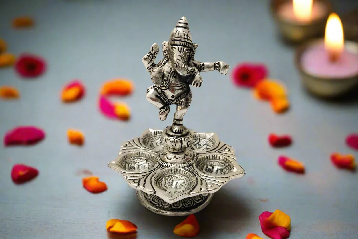 Dancing Ganesha Diya - Puja Celebrations
