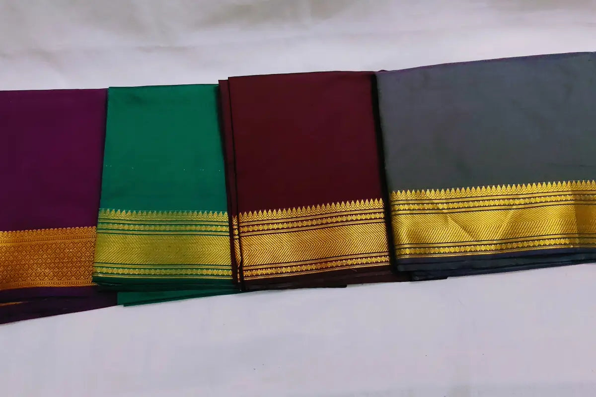 Polycotton blouse bit folded with Haldi Kumkum and coconut for Navaratri and Varalakshmi return gifts