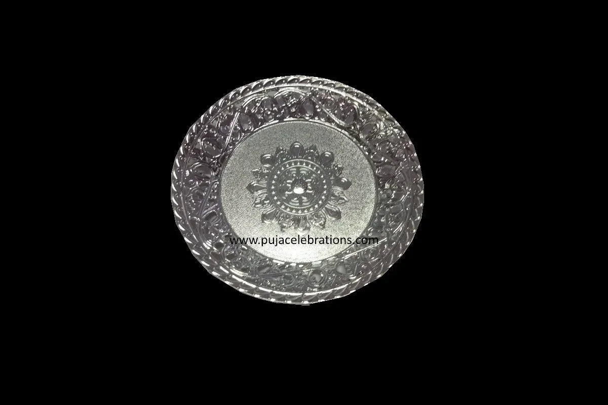 Round Silver Designer Basket - Puja Celebrations