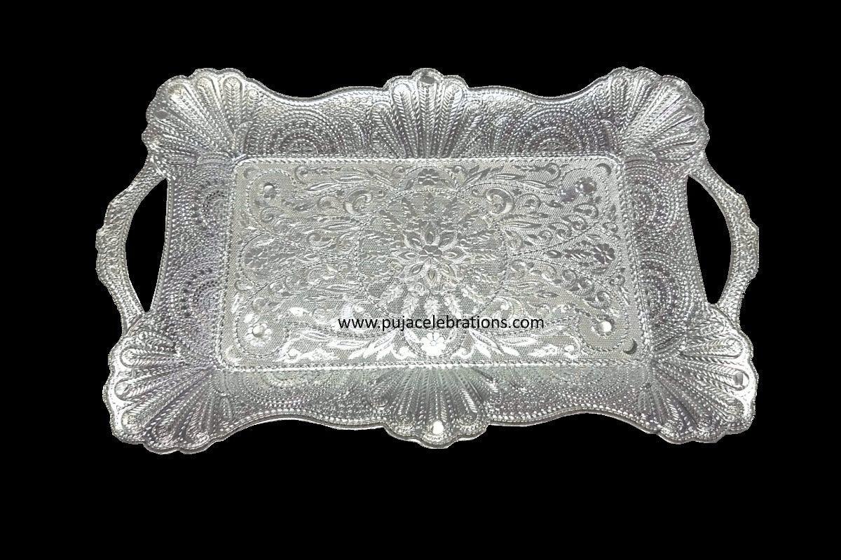 Silver Designer Tray Grip - Puja Celebrations