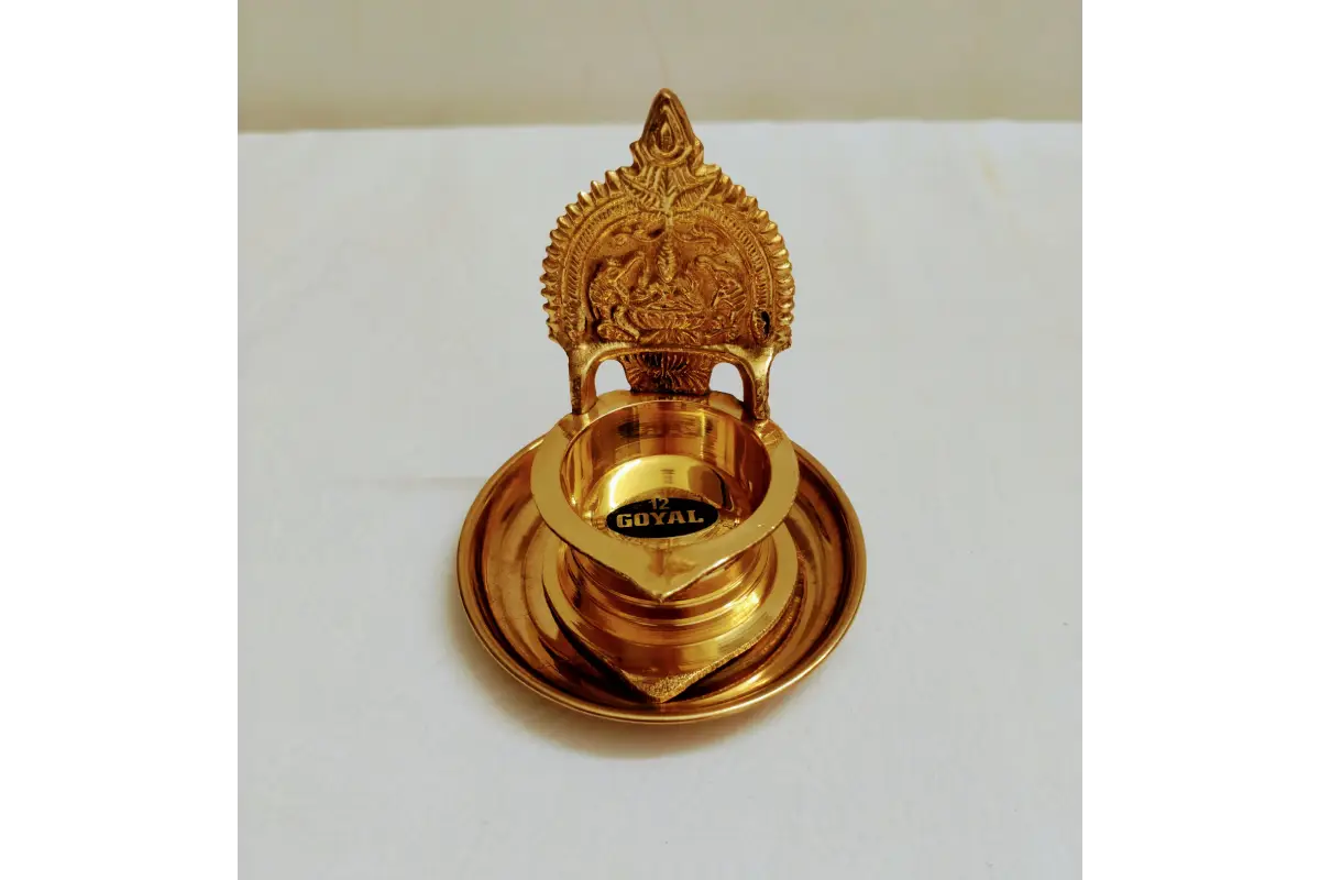 Brass Kamakshi Devi Diya with Plate