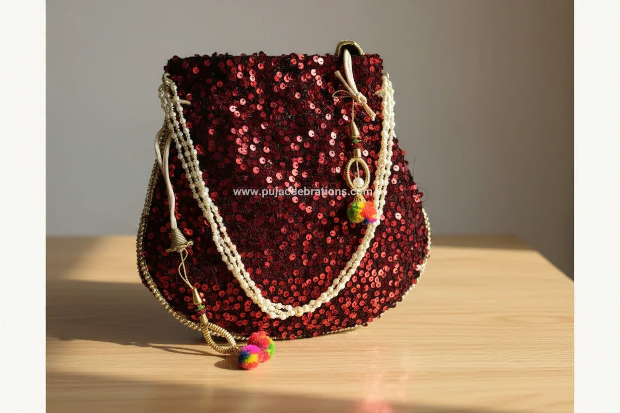Shiny Potli Handbag - Puja Celebrations