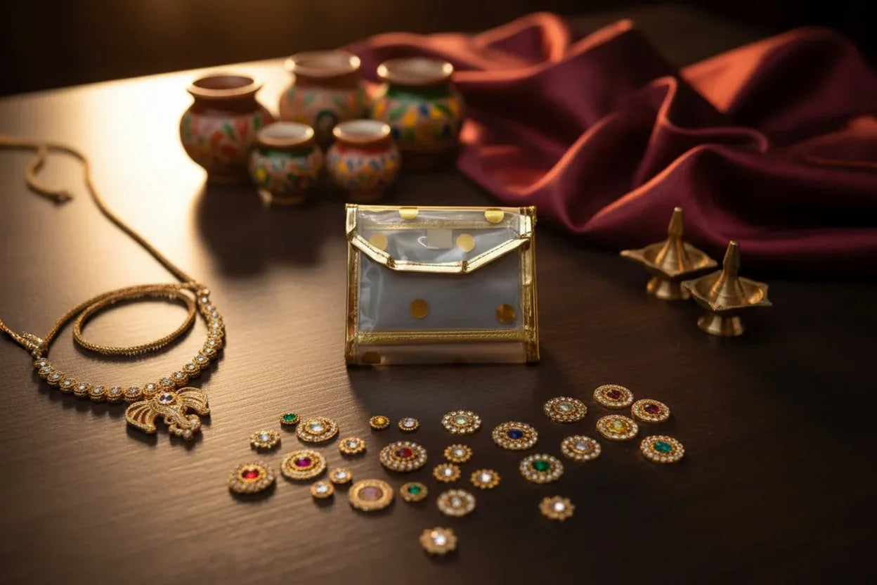 Bindi Holder Pouch Golden - Puja Celebrations