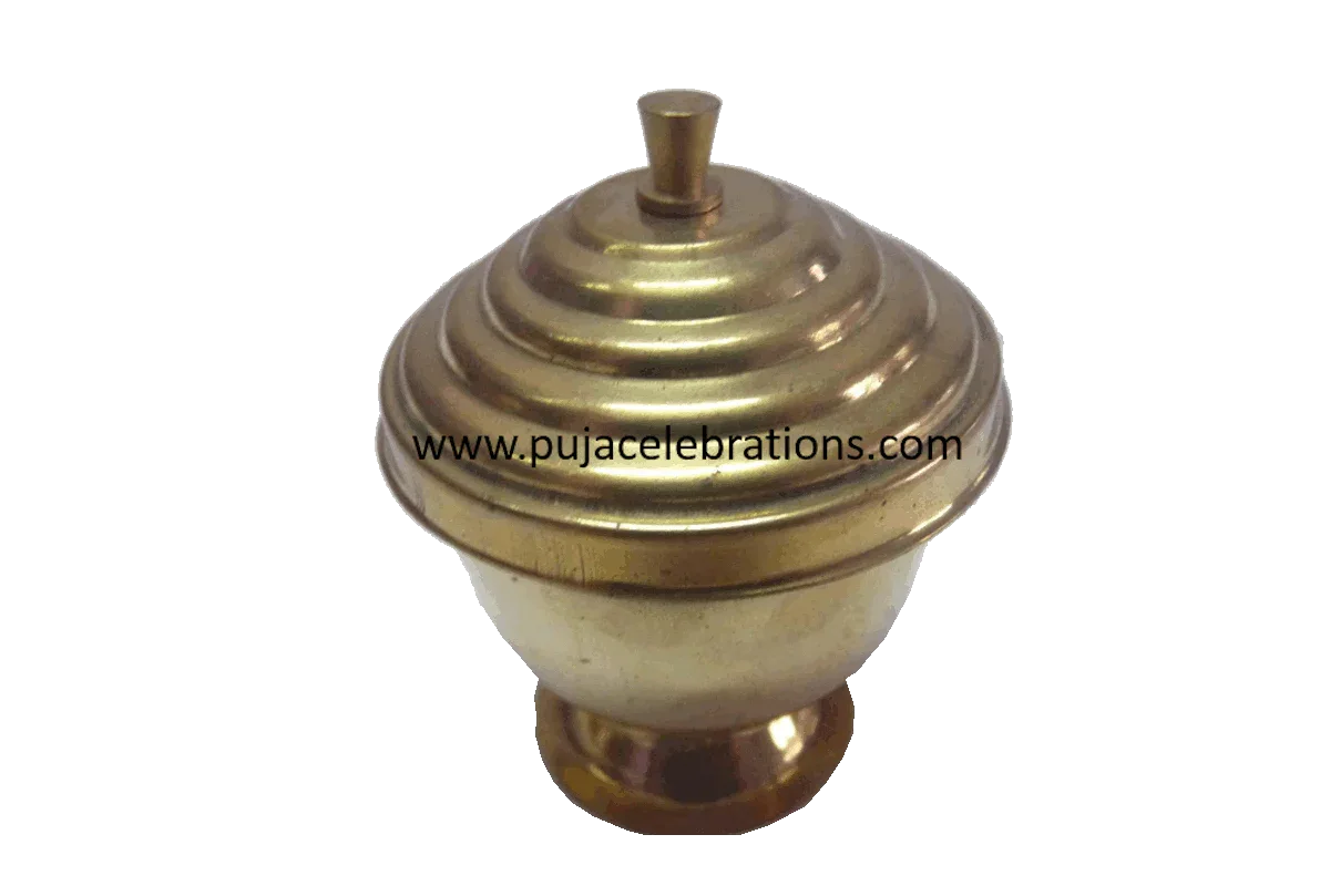 Brass Kumkum Pot - Puja Celebrations
