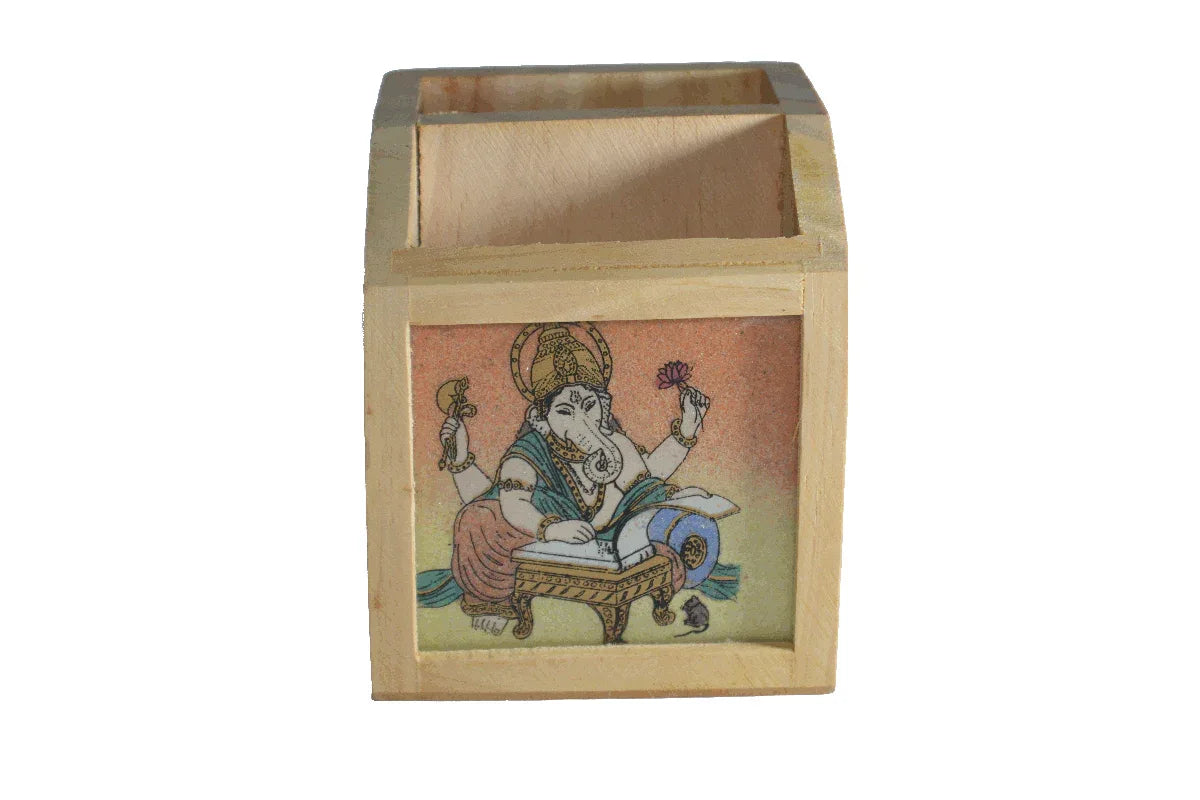 Gemstone Wooden Mobile Pen Stand - Puja Celebrations