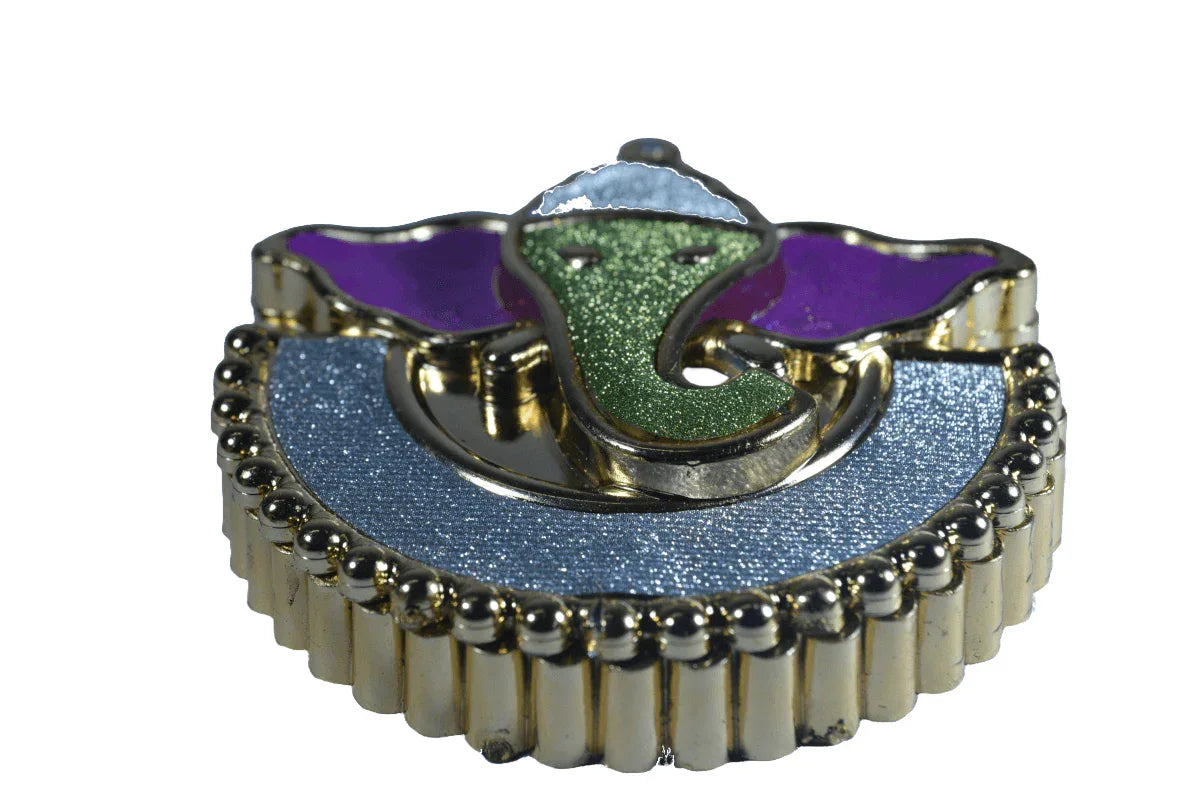 Ganesh Jari Meenakari Kumkum Box - Puja Celebrations