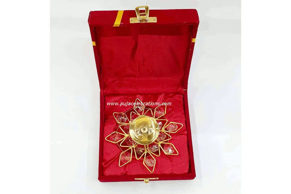 Crystal Flower Diya - Puja Celebrations