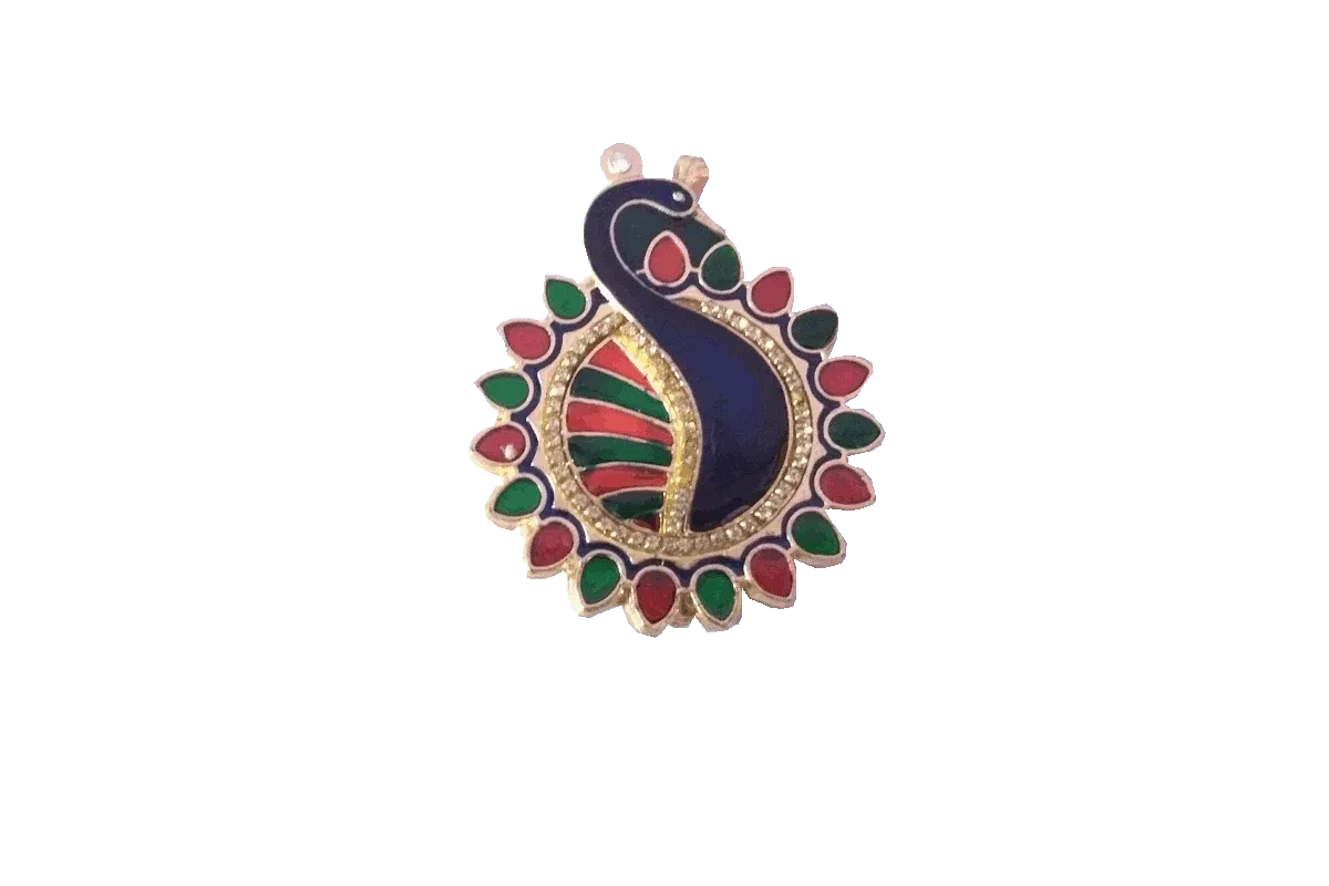 Round Peacock Kumkum Box - Puja Celebrations