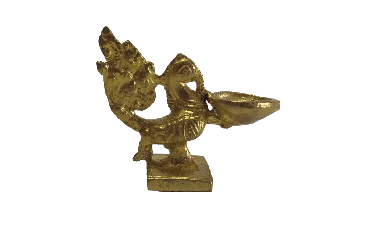 Brass Annapakshi Diya Gold - Puja Celebrations