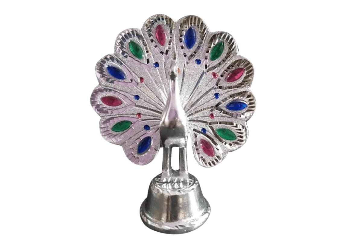 White Metal Peacock Silver - Puja Celebrations