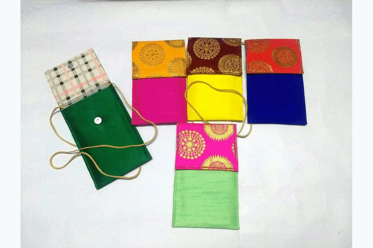 Raw Silk Mobile Pouch - Puja Celebrations