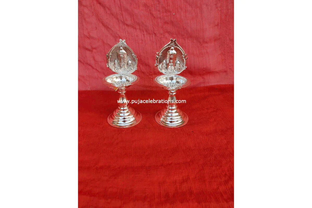 Balaji Srinivasa Silver Plated Diya - Puja Celebrations