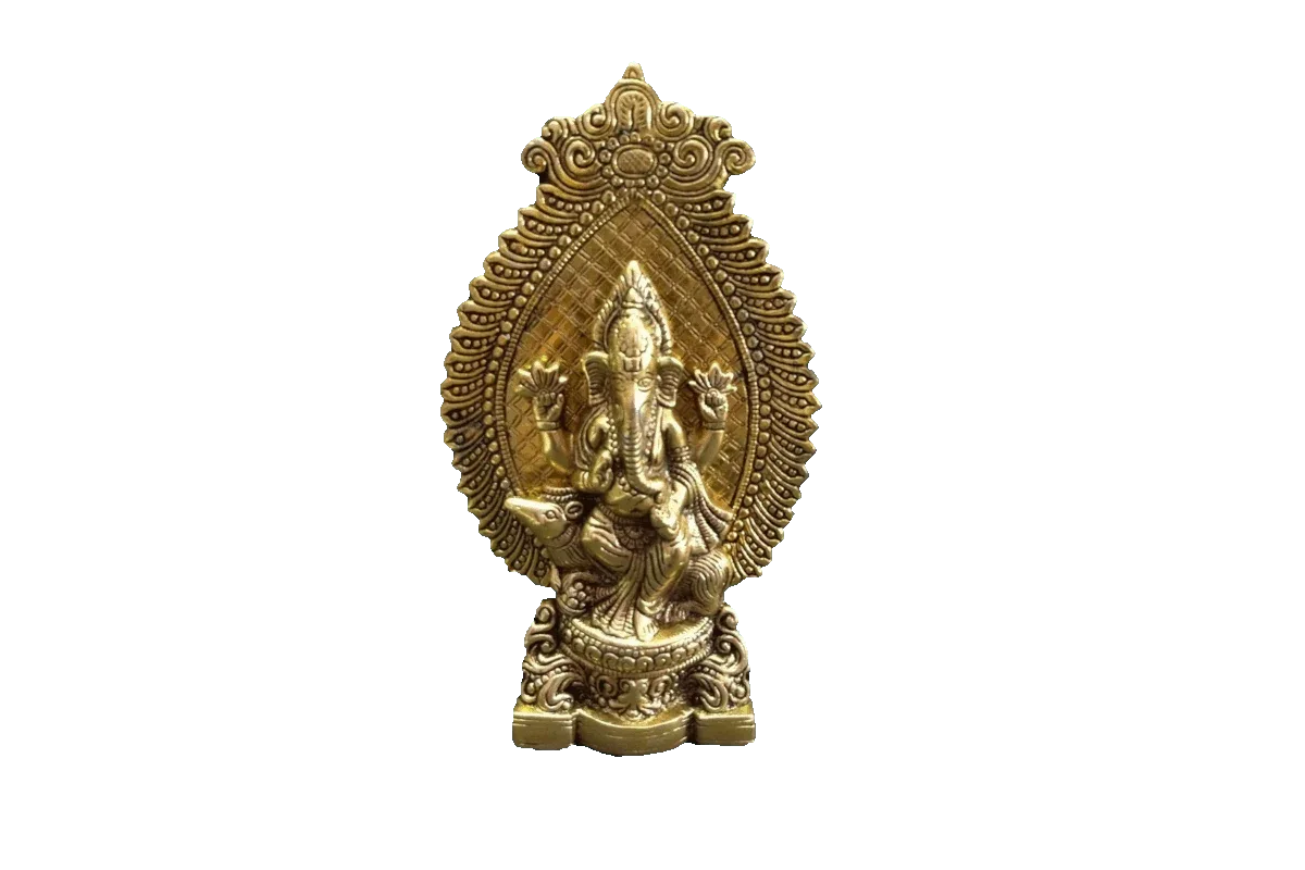 Ganesha Gold Oxidised Idol - Puja Celebrations