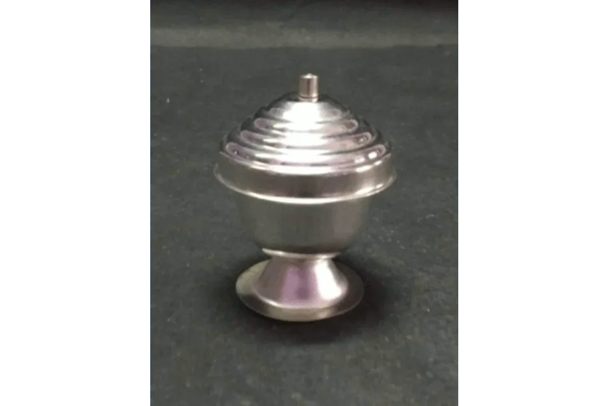 White Metal Kumkum Box - Puja Celebrations