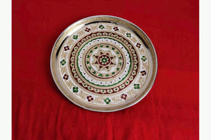 Meenakari Steel Plate  12 inch- Puja Celebrations