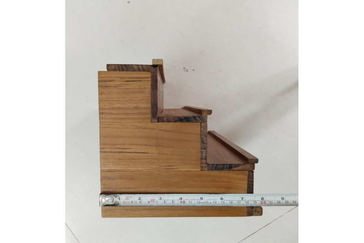 Authentic 3 step wooden golu stand assembled for Navaratri doll display