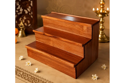 Bulk stock of flat-packed wooden Golu stands ready for wholesale dispatch by Puja Celebrations