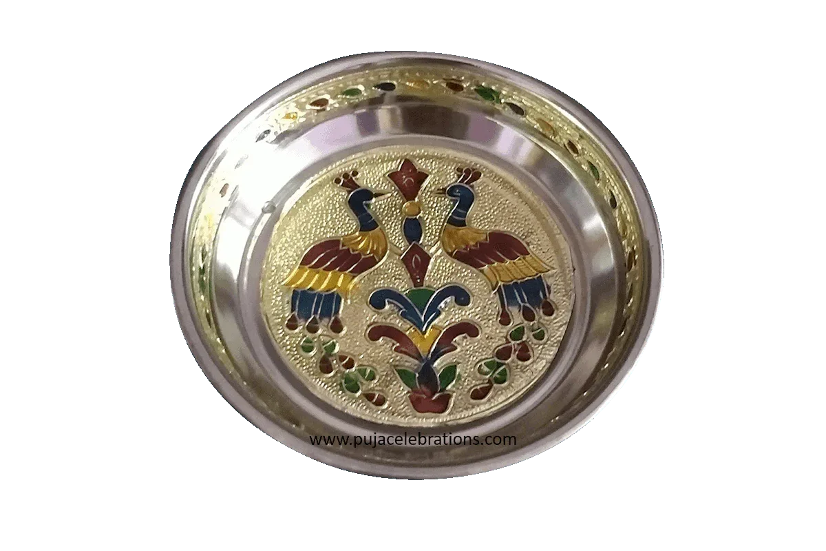 Meenakari Steel Plate 5.5 iches- Puja Celebrations