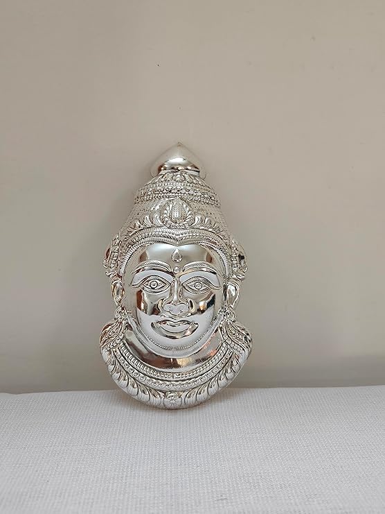 German Silver Goddess Gowri Face for Puja & Festivals (Ammavaru Mukham)