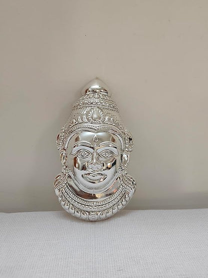German Silver Goddess Gowri Face for Puja & Festivals (Ammavaru Mukham)