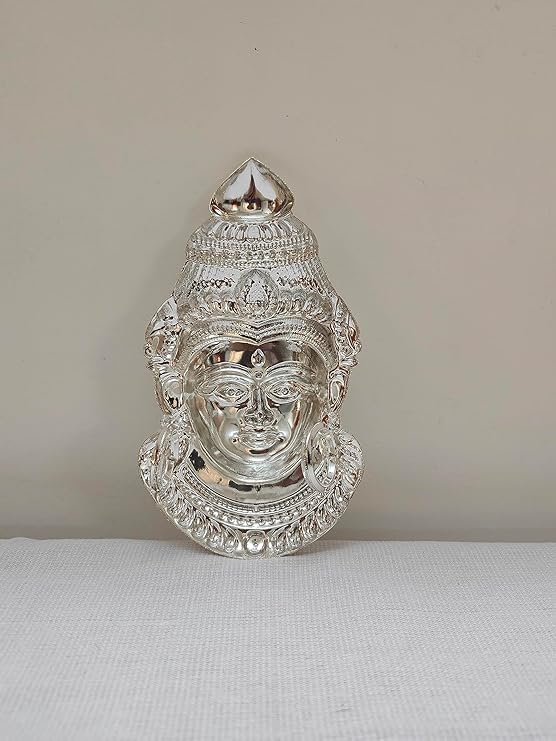 German Silver Goddess Gowri Face for Puja & Festivals (Ammavaru Mukham)