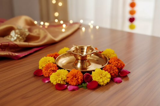 5 Face Diya with Plate