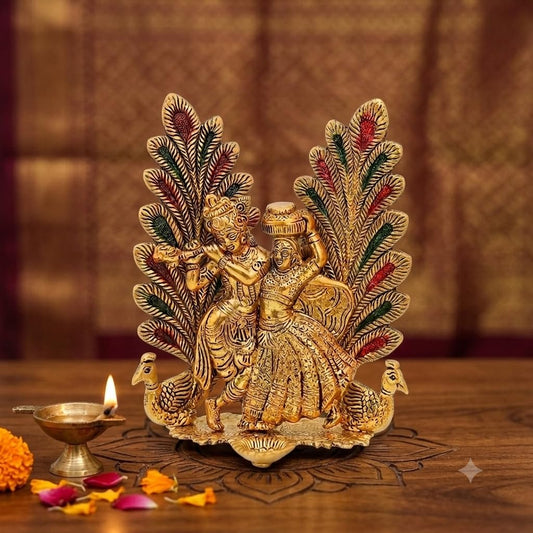 Radha Krishna Peacock Diya