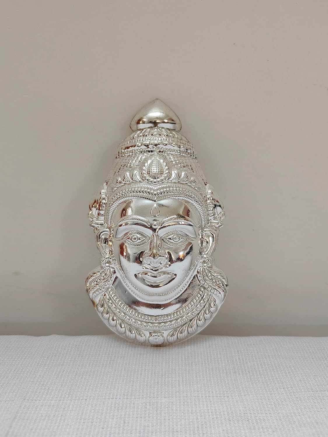 German Silver Goddess Gowri Face for Puja & Festivals (Ammavaru Mukham)