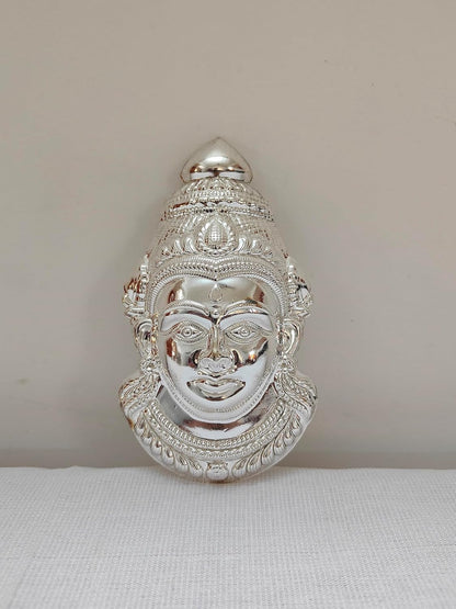 German Silver Goddess Gowri Face for Puja & Festivals (Ammavaru Mukham)