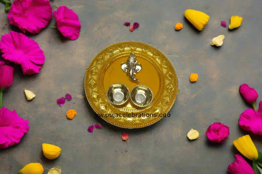 Acrylic Ganesha Platter with Kumkum Cups for Return Gifting